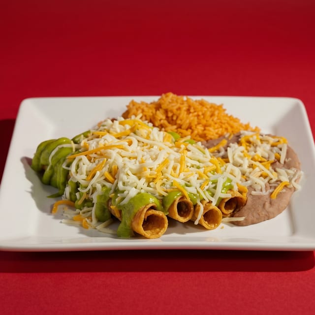4 Rolled Taquitos Plate + Drink.